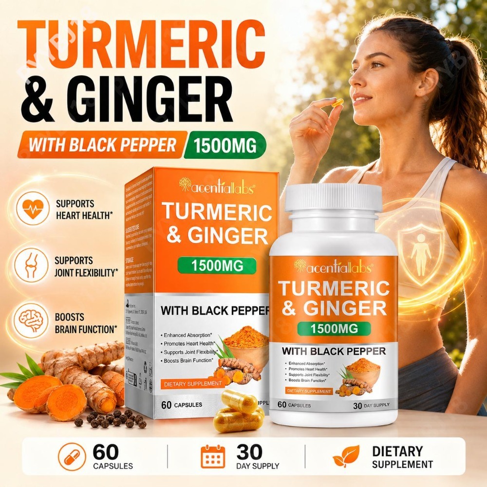 Turmeric Curcumin Capsule - Zerdeçal ve Zencefil Kapsülleri, Siyah Biber